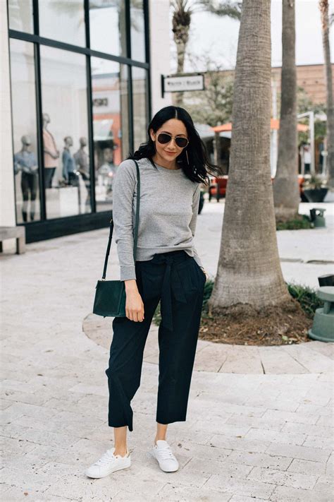 wearing sneakers with dress pants.